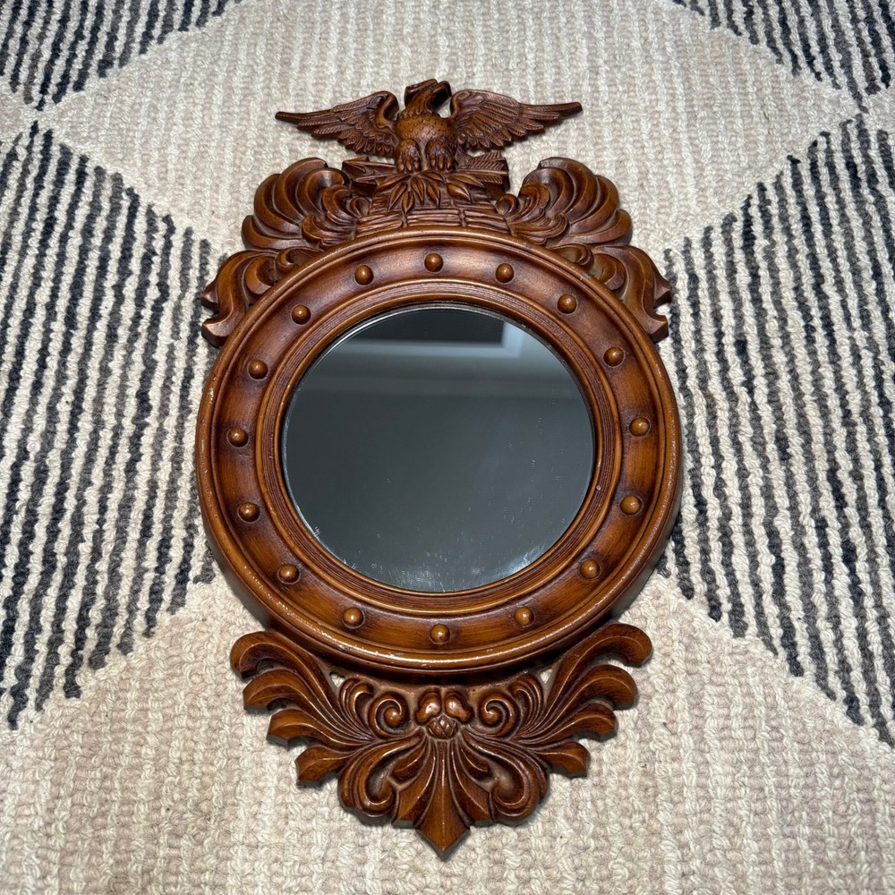 Vintage Federal Eagle Wall Mirror Ornate Carved Frame Colonial Style